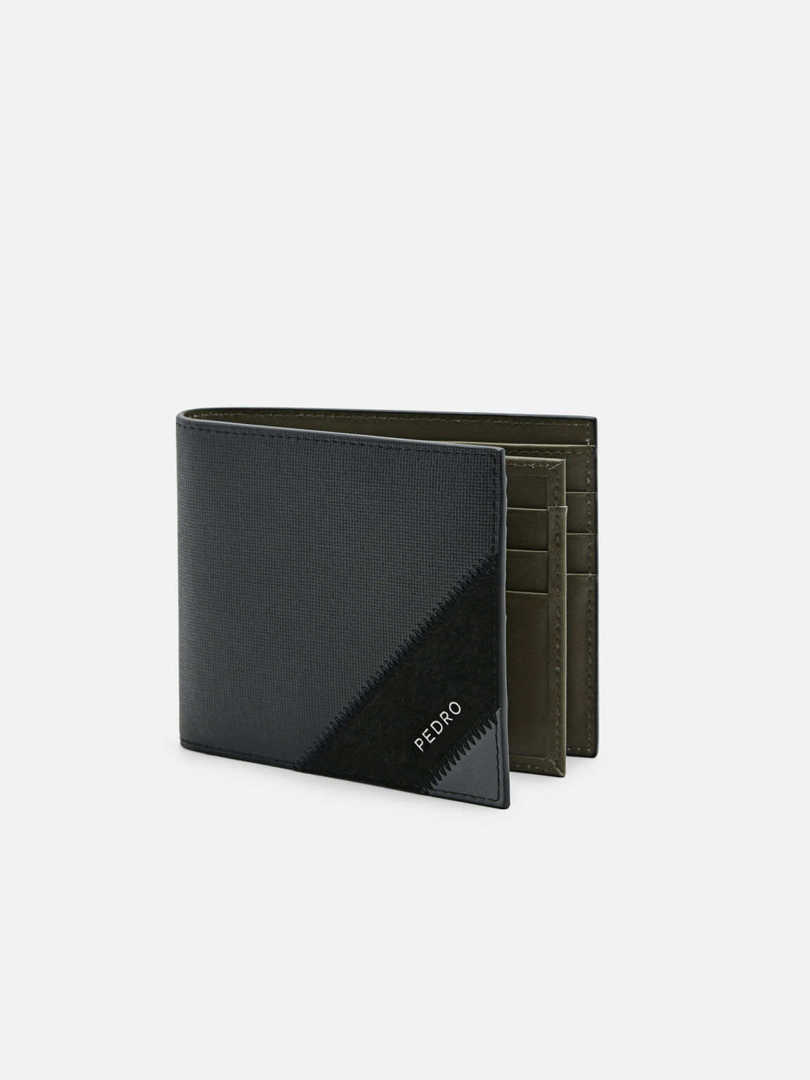 Leather Bi-Fold Flip Wallet, Black, hi-res