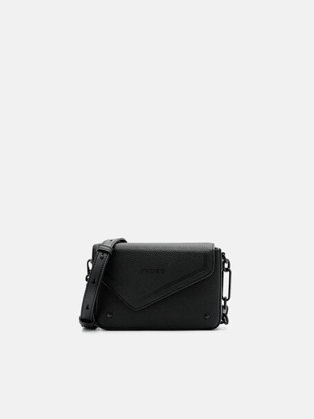 Túi đeo chéo hình chữ nhật Taper Leather Boxy, Đen, hi-res