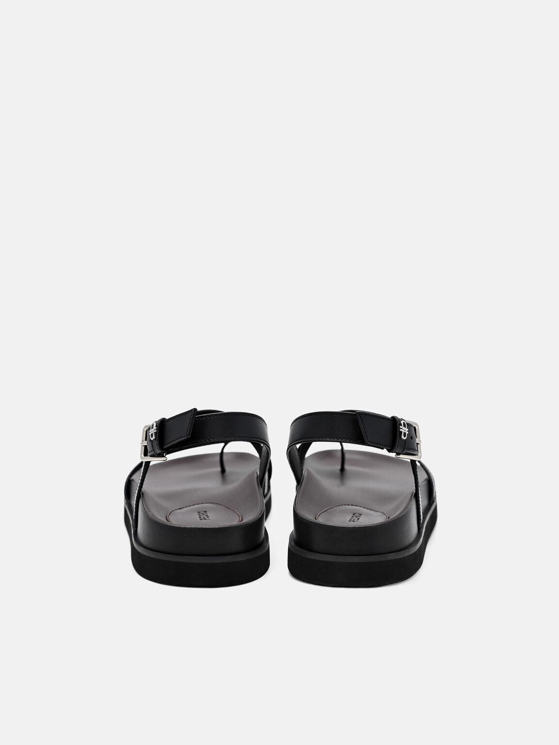 Gi&agrave;y sandals đế bệt mũi tr&ograve;n, Đen, hi-res