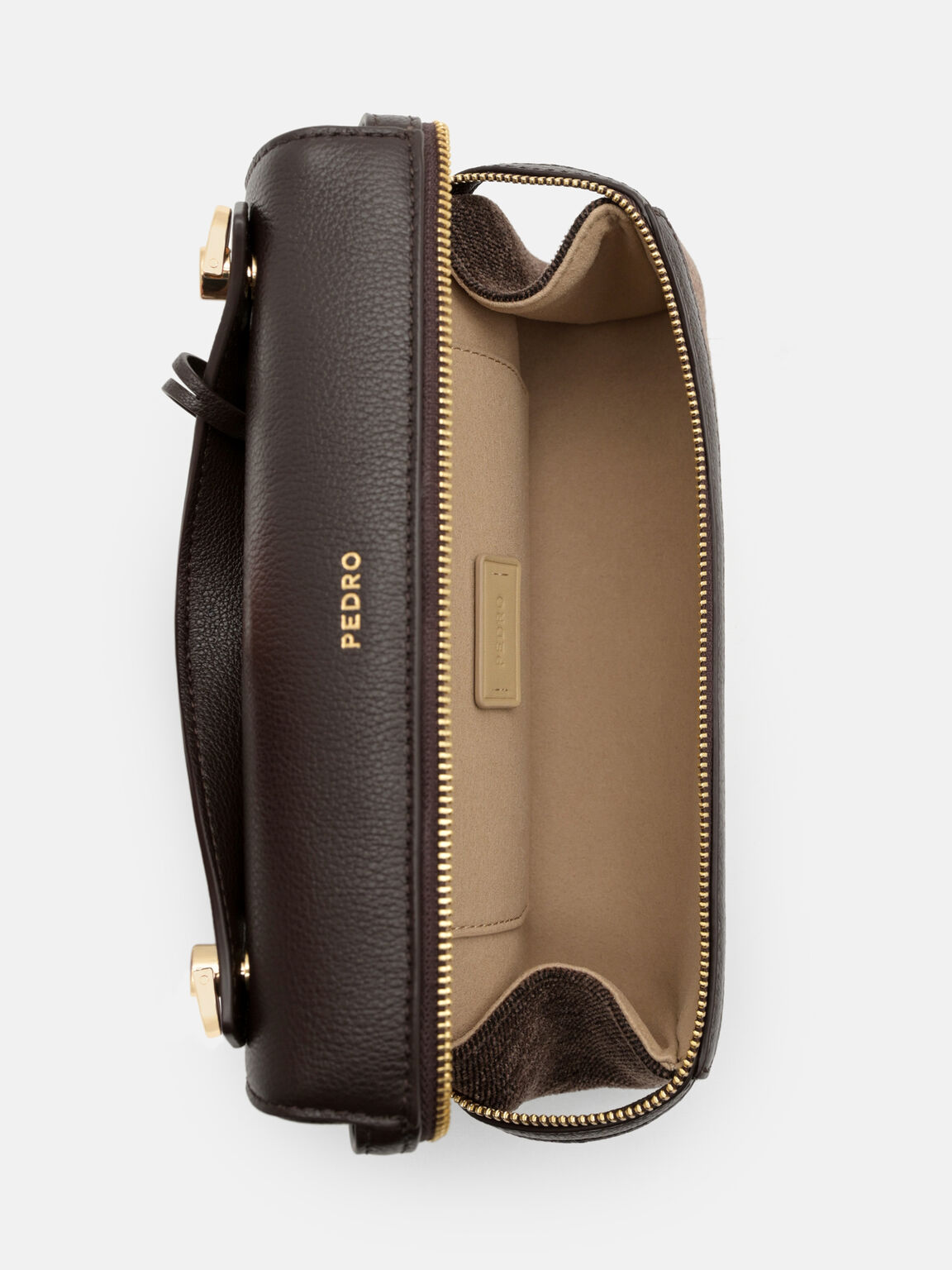 Alyssa Leather Shoulder Bag, Dark Brown Fabric, hi-res