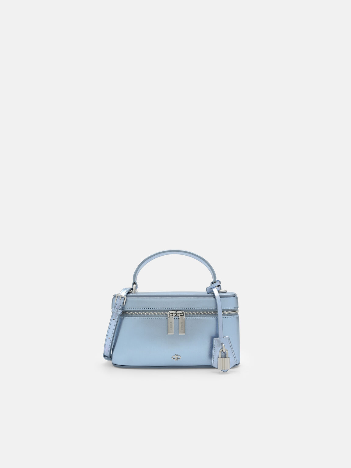 Ari Leather Shoulder Bag, Light Blue Metallic, hi-res
