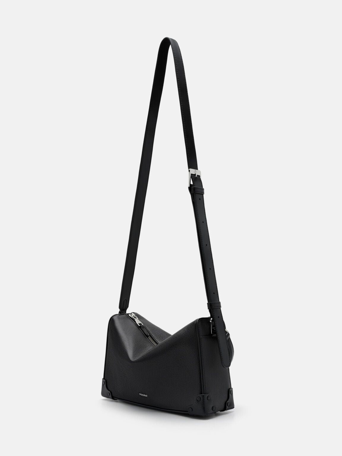 Maven Leather Crossbody Bag, Black Embossed, hi-res