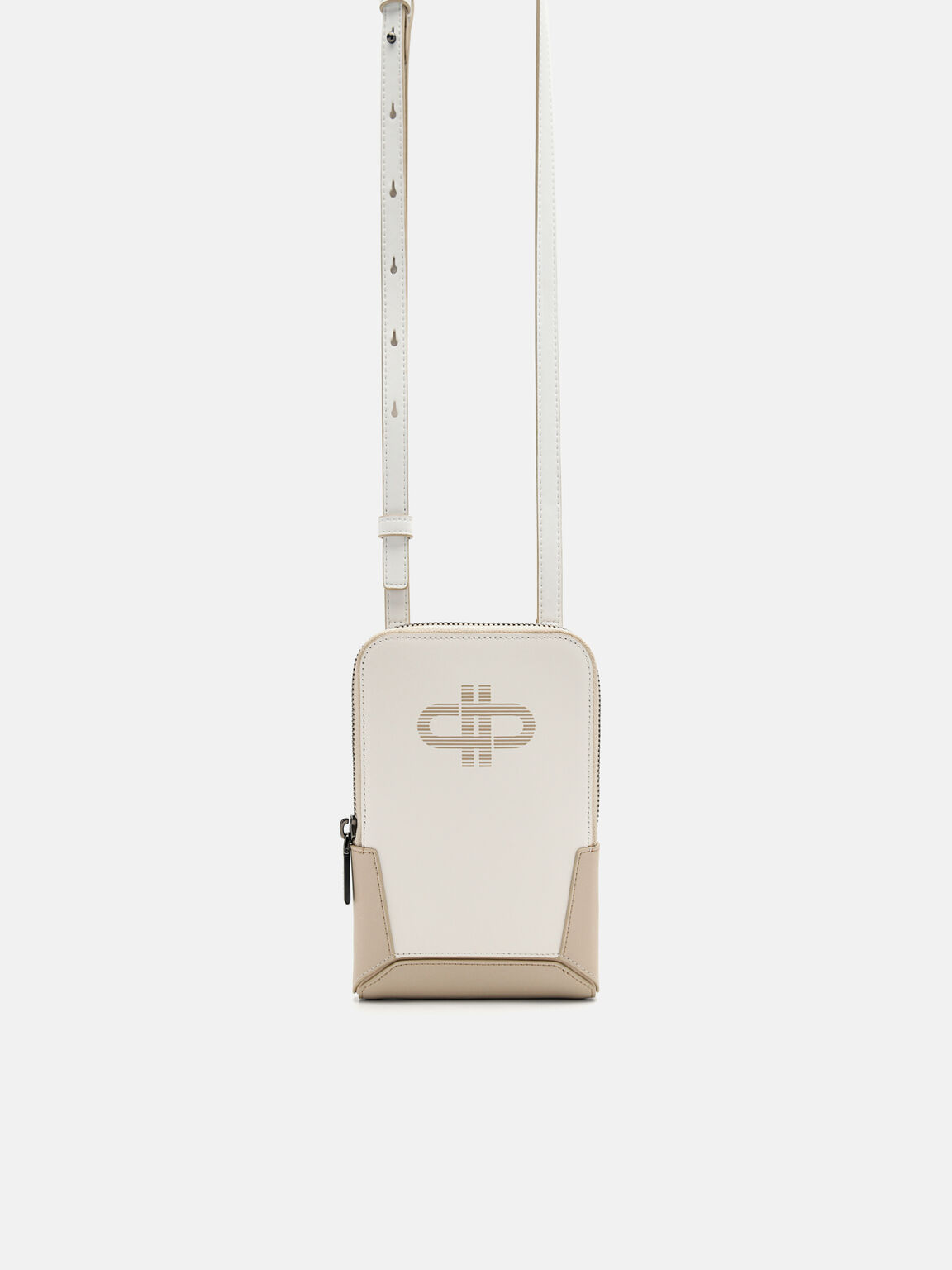 Túi đeo chéo phom chữ nhật Icon Leather, Phấn, hi-res