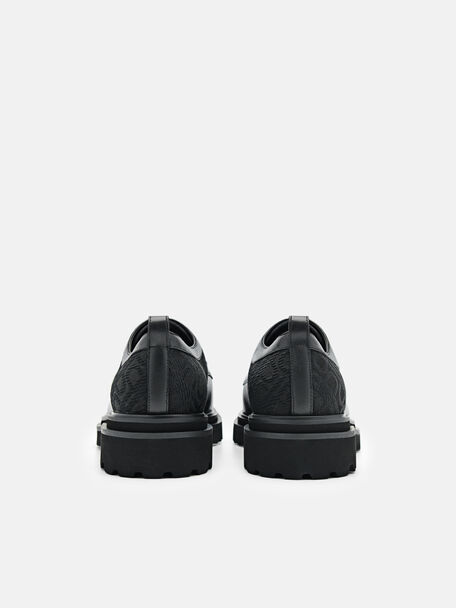 Leather Derby Shoes, Black, hi-res