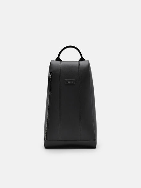 Túi đeo chéo hình thang Textured, Đen, hi-res