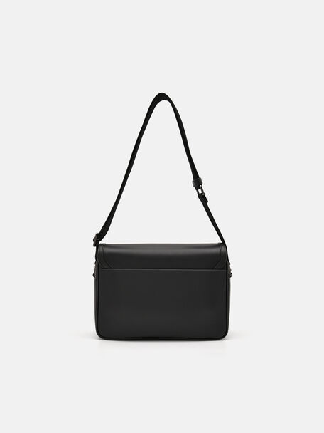 Túi đeo chéo phom chữ nhật Duncan, Đen, hi-res