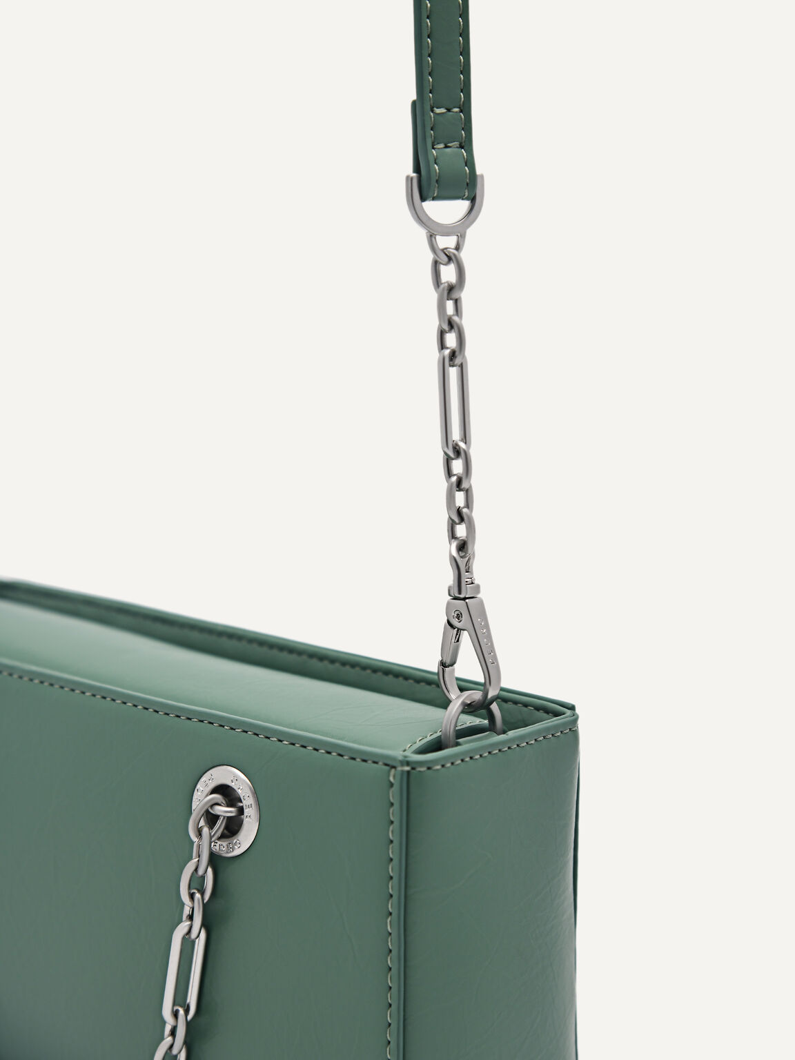 Chain Handle Handbag, Green, hi-res