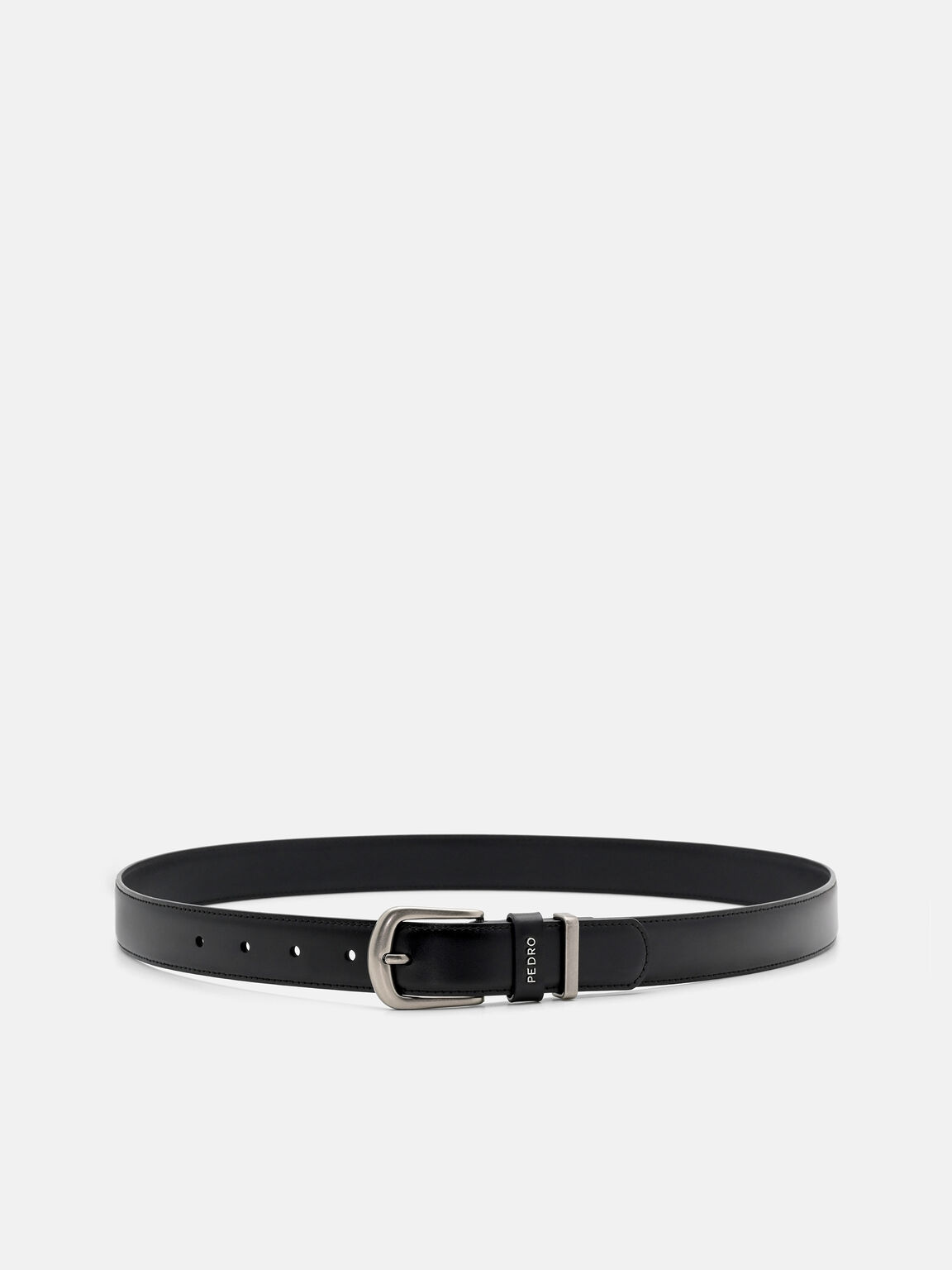 Slim Leather Pin Belt, Black, hi-res