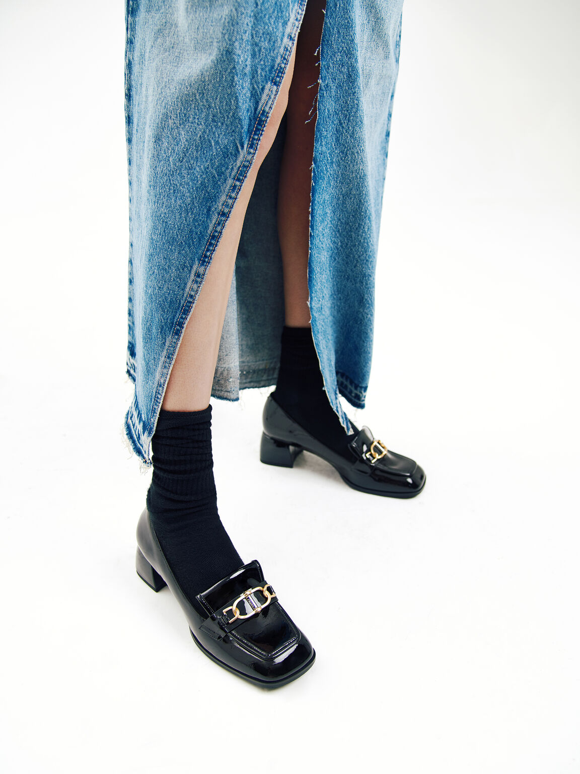 Jean Leather Heels, Black, hi-res