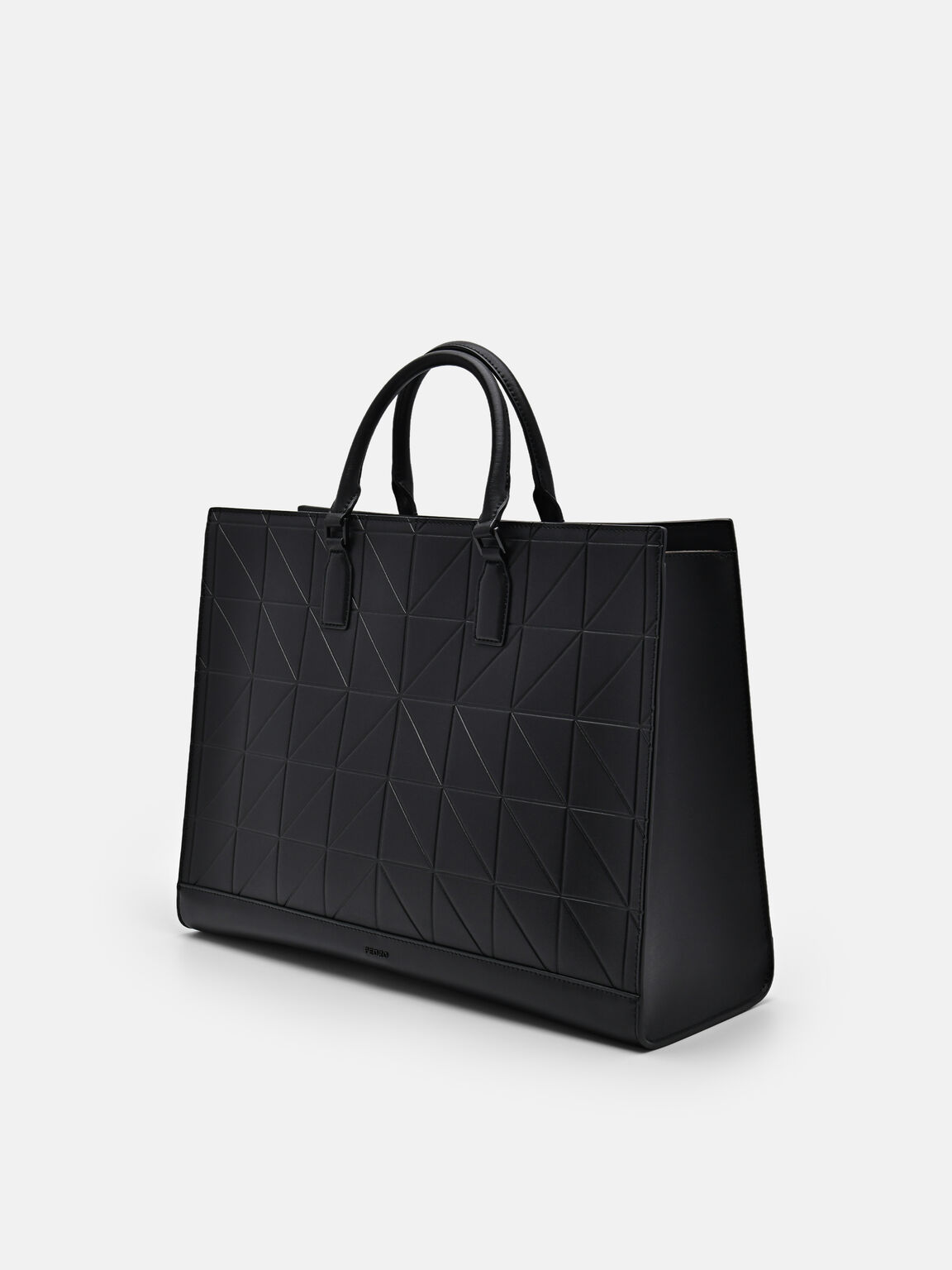 Túi tote phom chữ nhật Studio Leather Pixel, Đen, hi-res