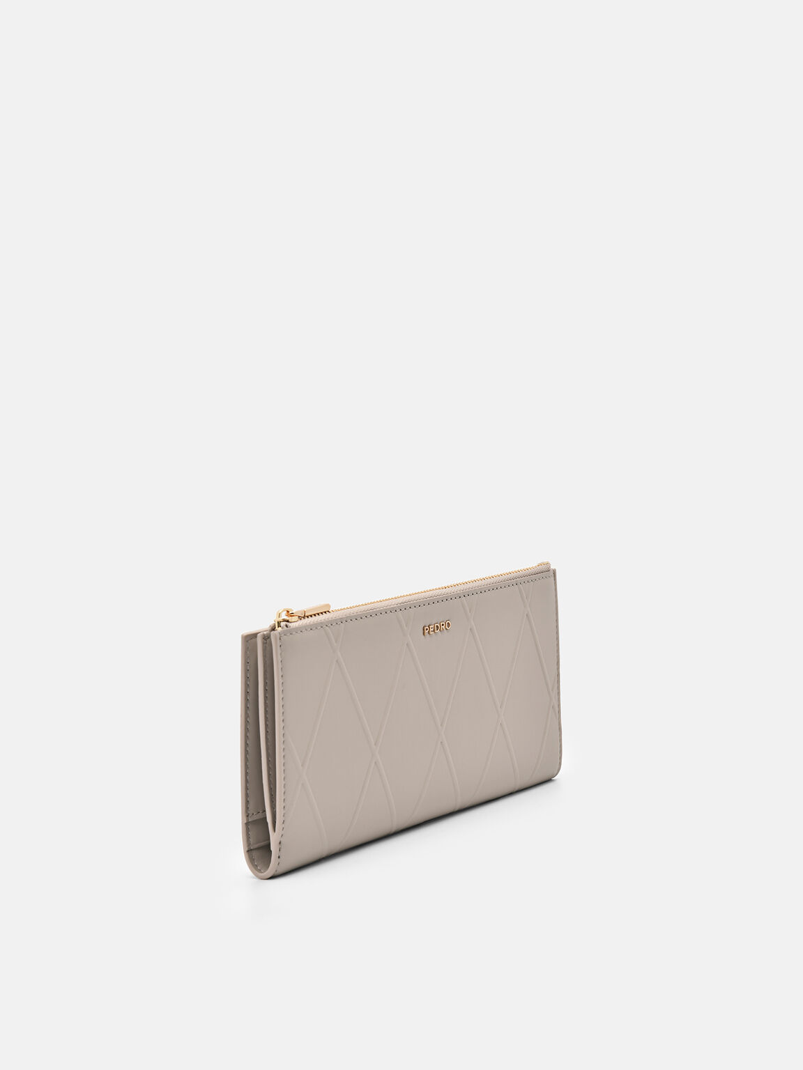 Leather Bi-Fold Long Wallet, Taupe, hi-res