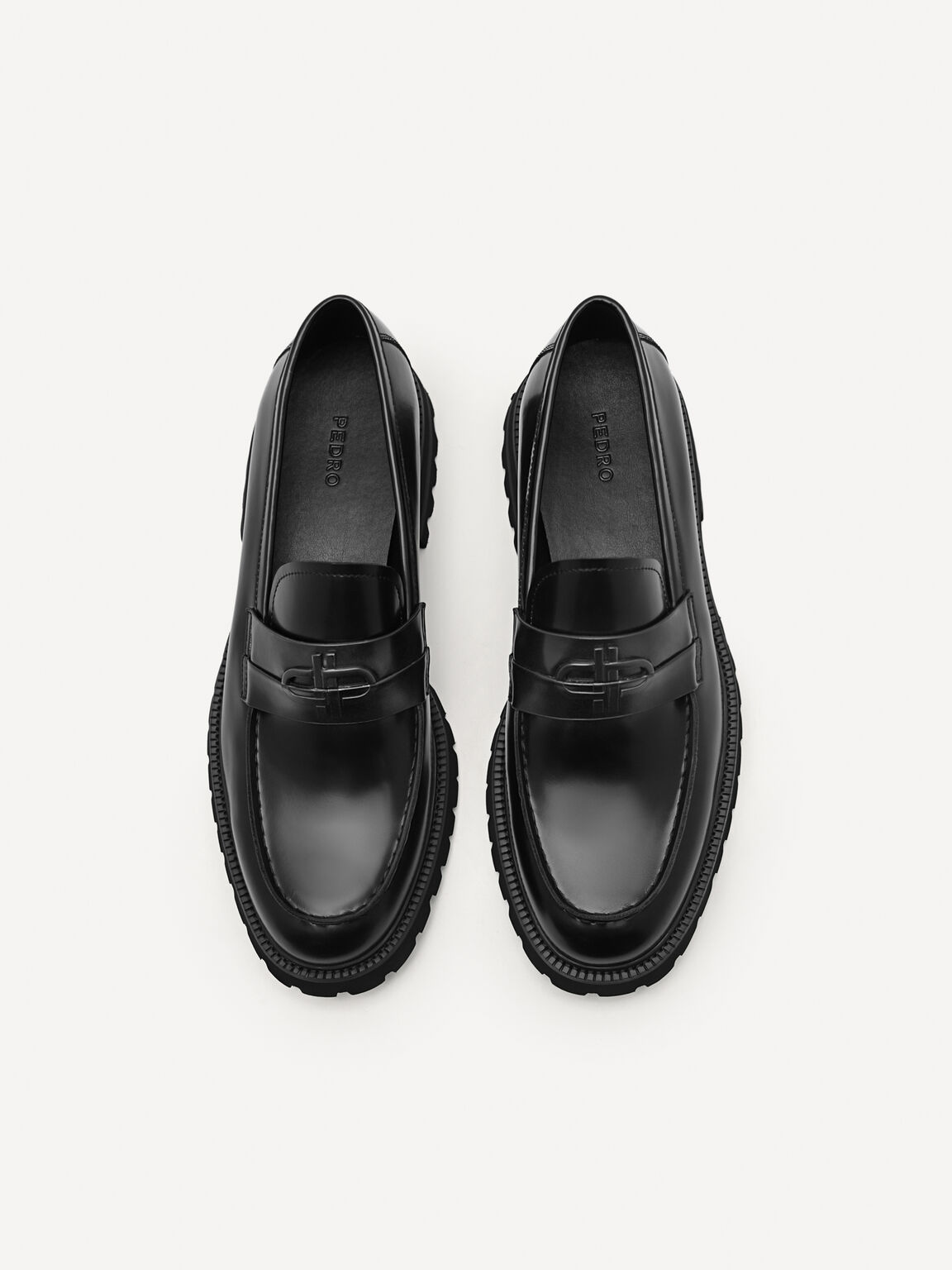 PEDRO Icon Leather Loafers, Black, hi-res