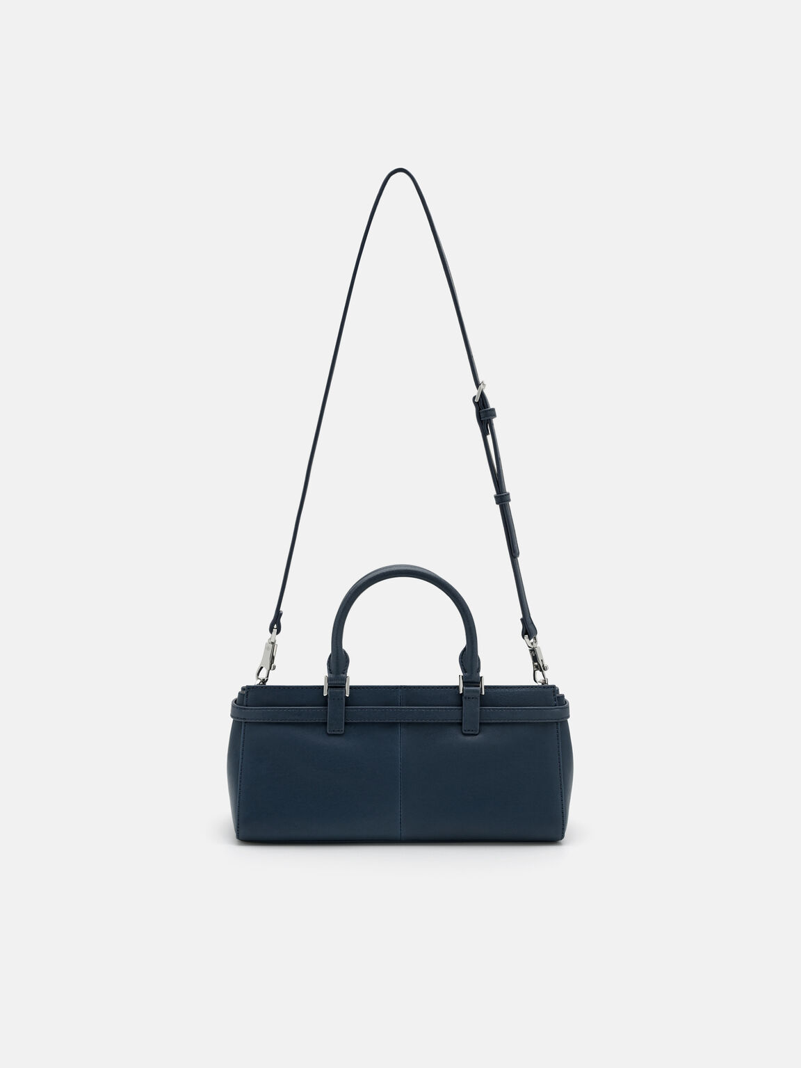 Vienna Leather Handbag, Navy, hi-res