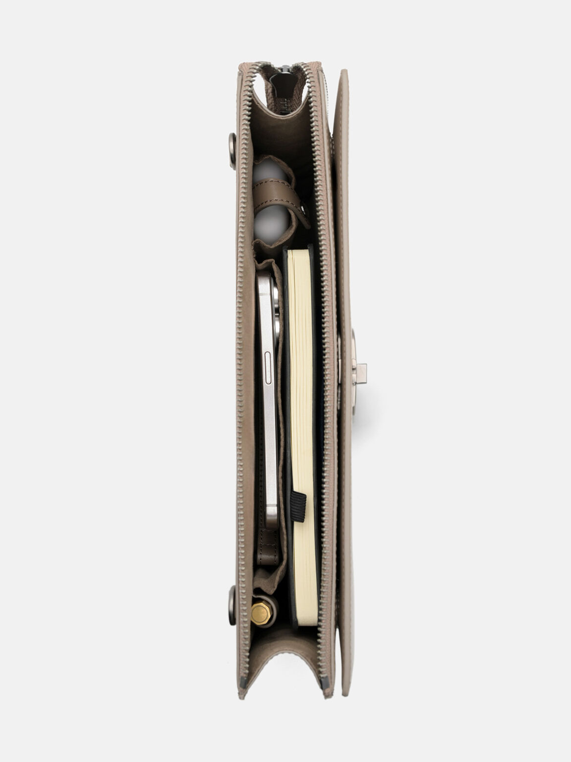 Saffiano Leather Portfolio Bag, Dark Taupe Saffiano, hi-res