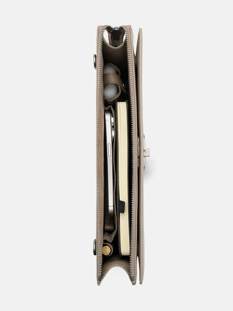 Clutch phom chữ nhật, Dark Taupe Saffiano, hi-res