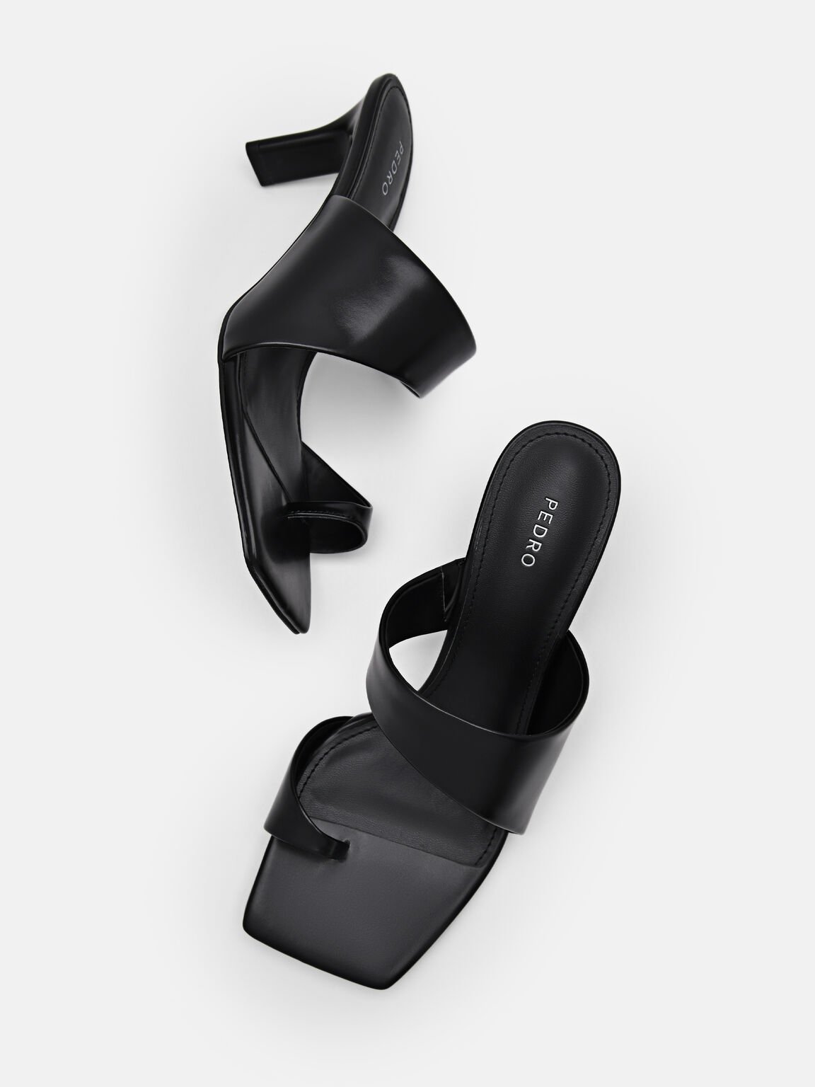 Rocco Leather Heel Sandals, Black, hi-res