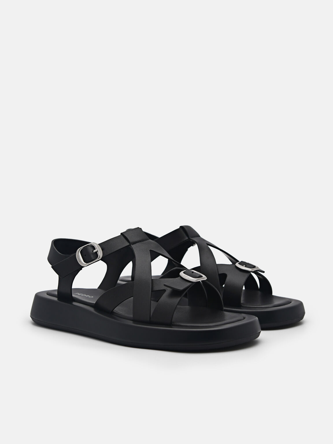Eden Ankle Strap Sandals, Black, hi-res