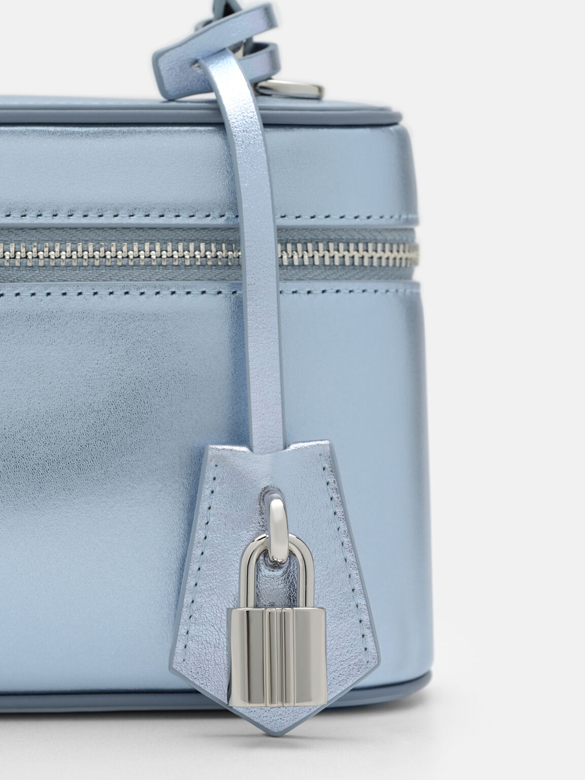 Ari Leather Shoulder Bag, Light Blue Metallic, hi-res