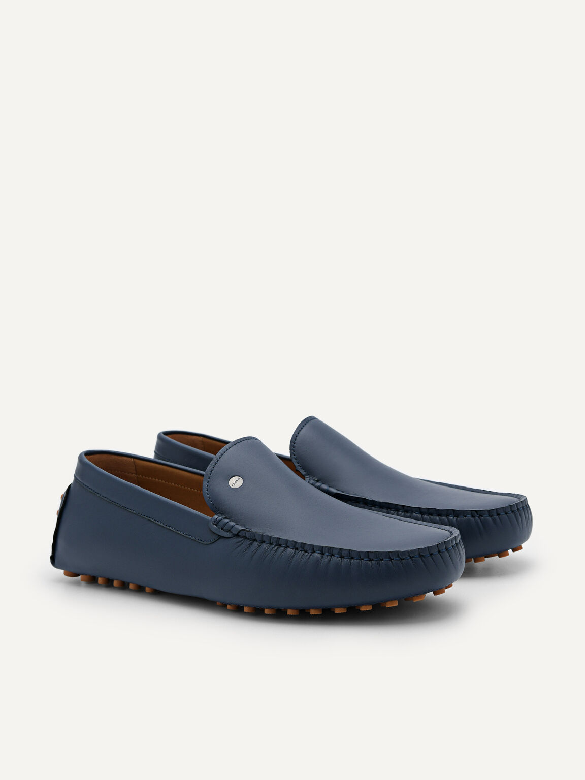 Oliver Leather Driving Shoes, Navy, hi-res