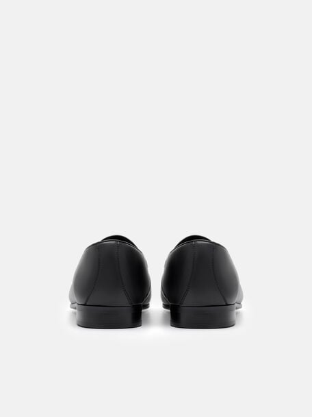 Gi&agrave;y lười mũi nhọn Leather, Đen b&oacute;ng, hi-res