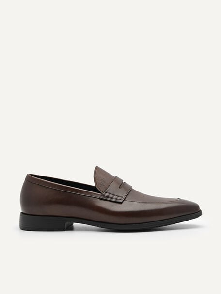 Altitude Lightweight Leather Penny Loafers, Dark Brown