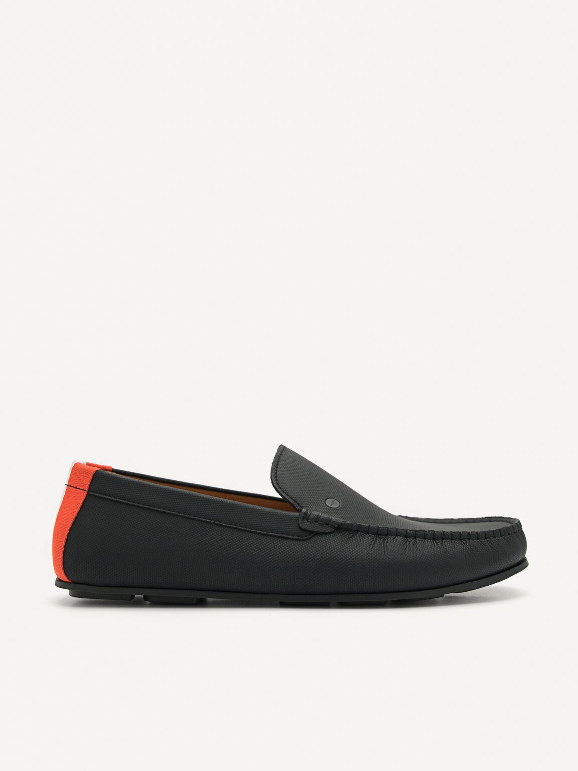 Leather & Fabric Slip-On Driving Shoes, Black