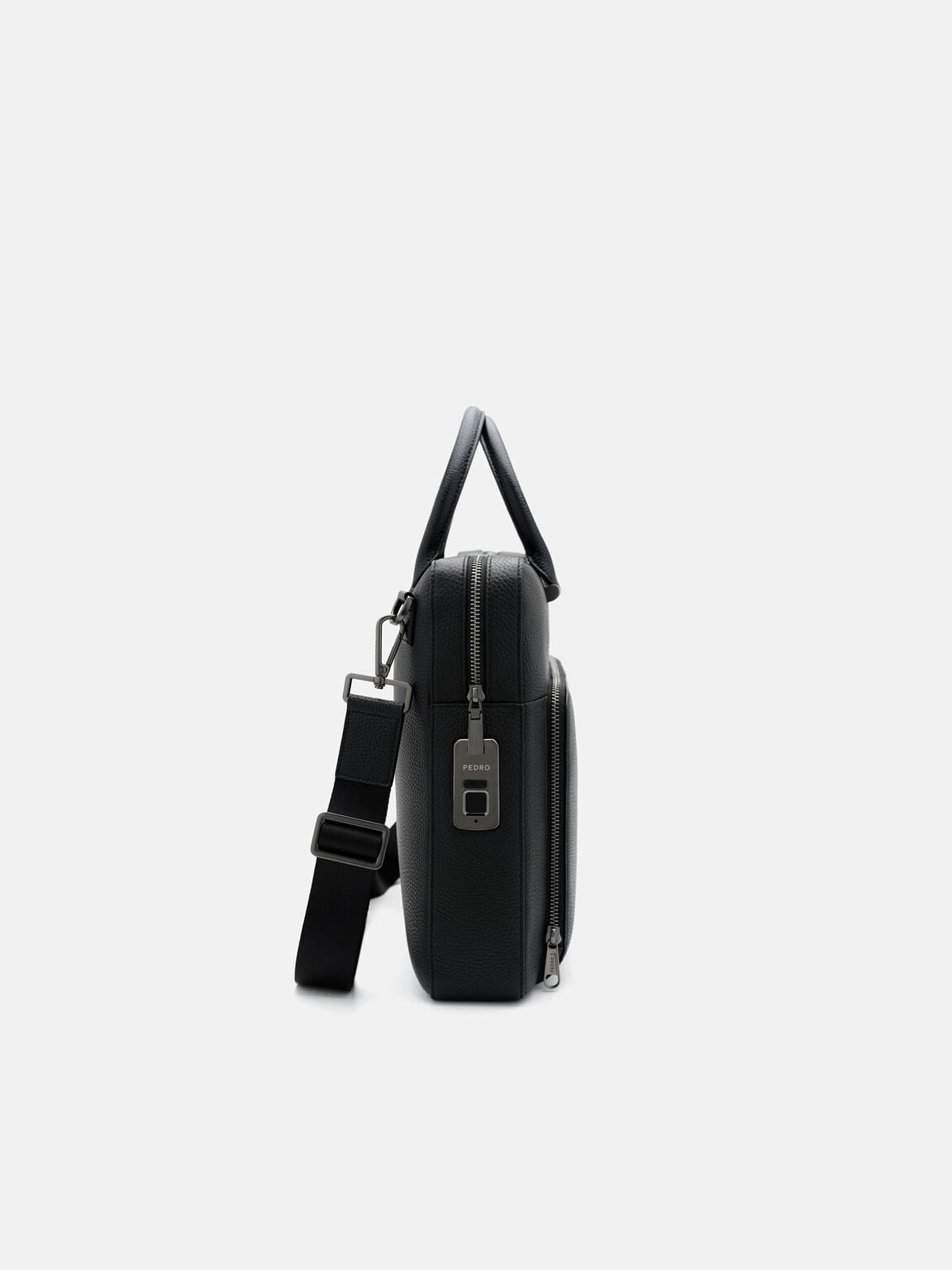 Fingerprint Lock Briefcase, Black Tumble, hi-res
