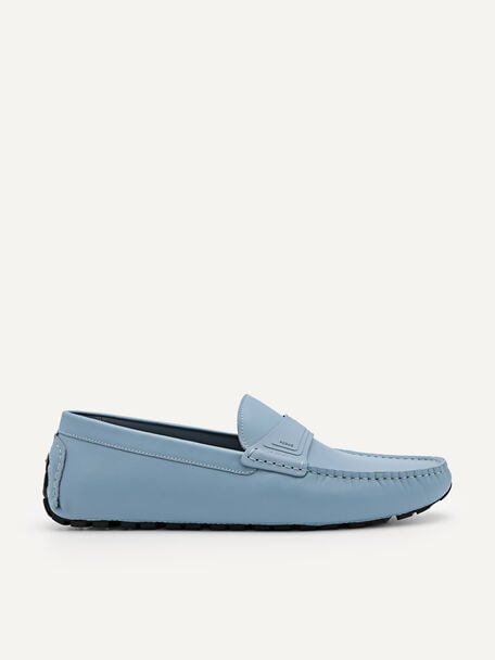 Pascal Leather Driving Shoes, Slate Blue