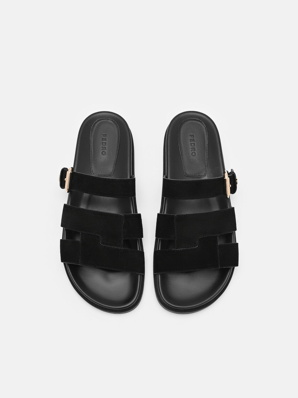 Iza Suede Sandals, Black, hi-res
