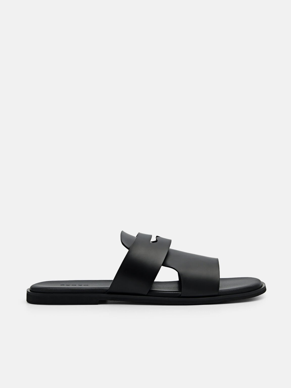 Penny Strap Slide Sandals, Black, hi-res