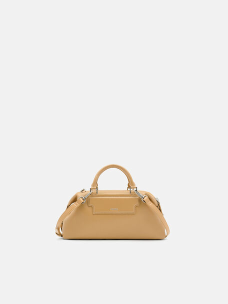Mirelle Leather Bowling Bag, Camel, hi-res