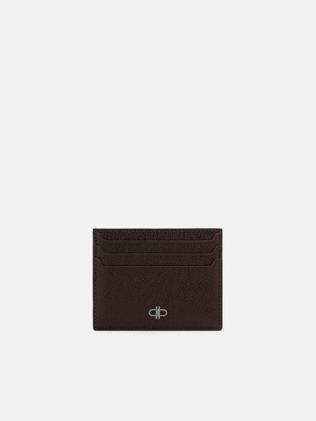 Leather Card Holder, Espresso Brown Embossed, hi-res
