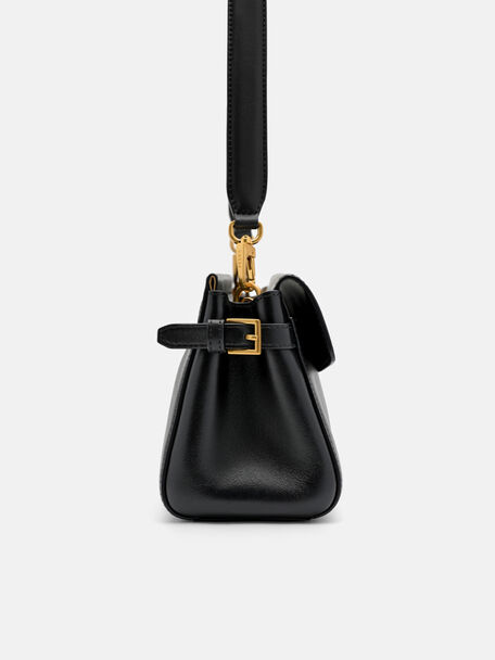 Emory Leather Shoulder Bag, Black, hi-res
