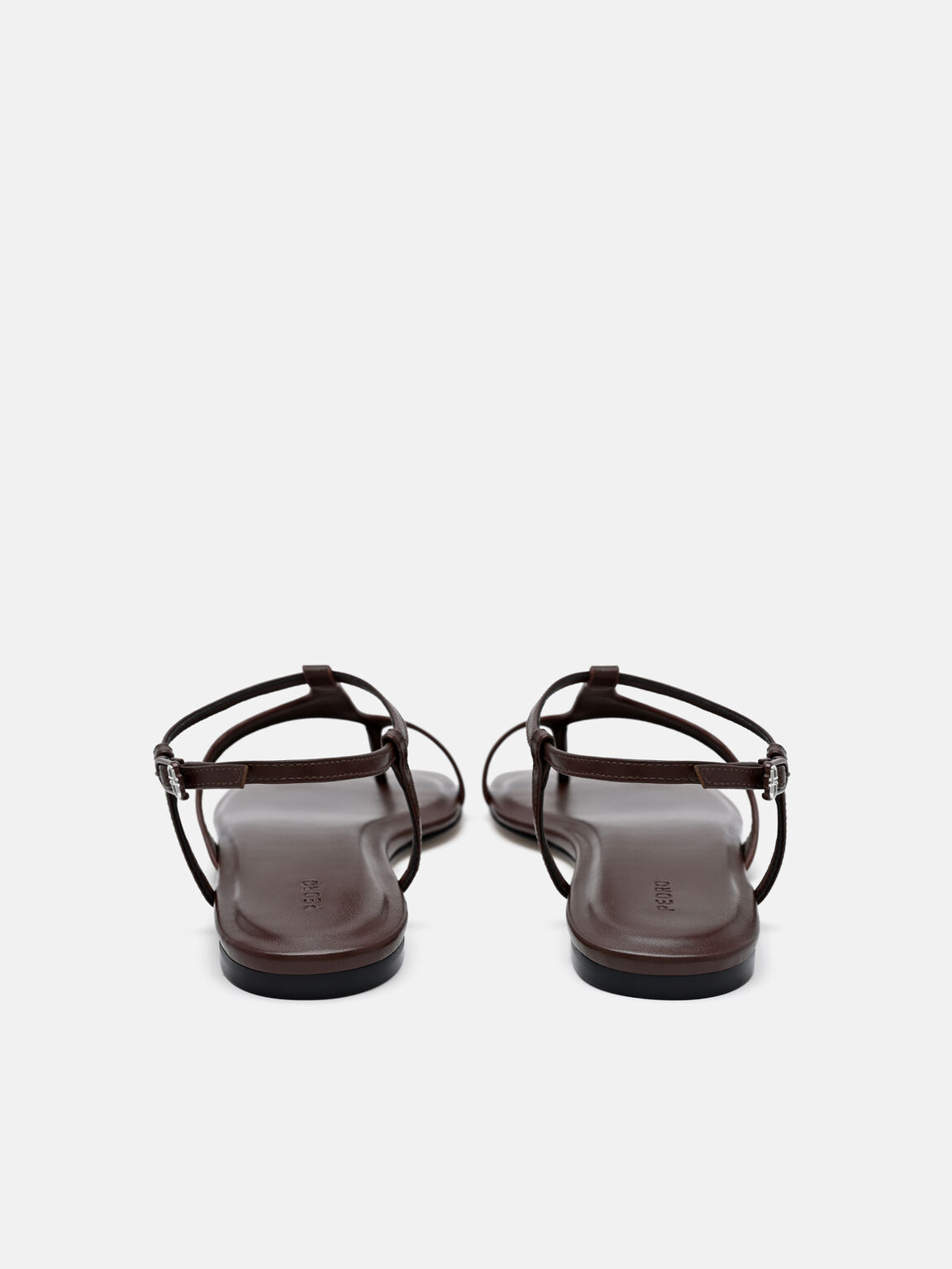 Leather Ankle Strap Sandals, Dark Brown, hi-res