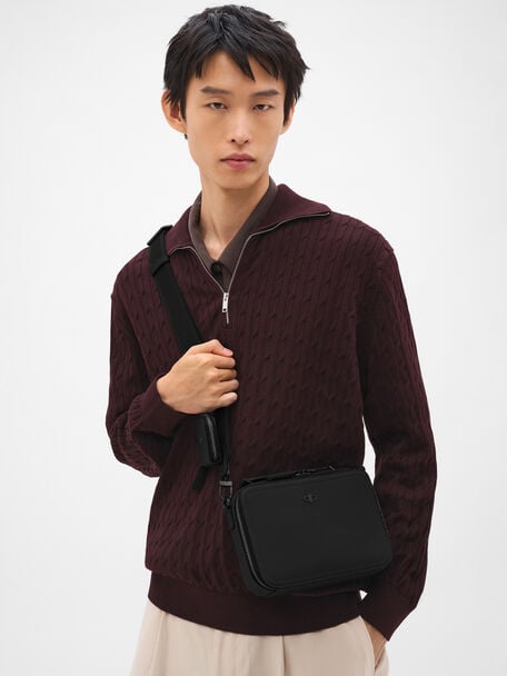 Drew Leather Crossbody Bag, Black, hi-res