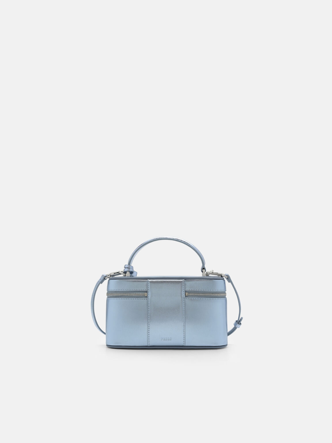 Ari Leather Shoulder Bag, Light Blue Metallic, hi-res
