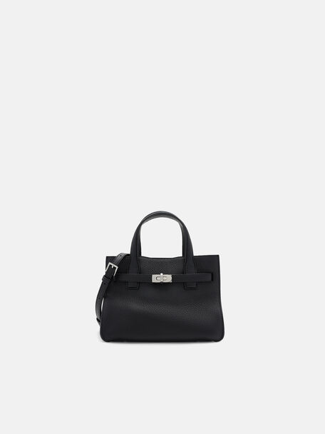 Danielle Small Leather Handbag, Black Tumble, hi-res