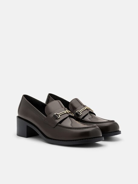 Alistair Leather Heel Loafers, Dark Brown Box, hi-res