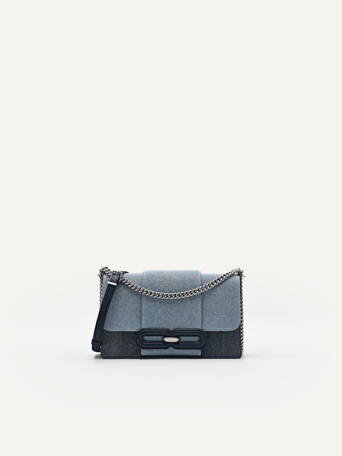 PEDRO Studio Kate Leather & Denim Shoulder Bag, Blue, hi-res