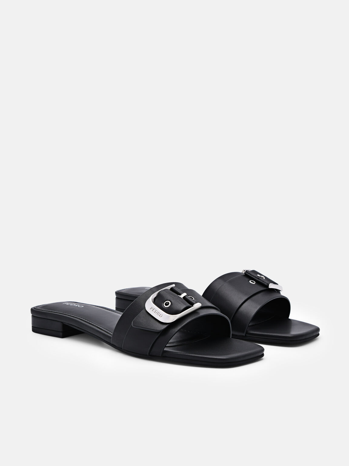 Helix Buckle Sandals, Black, hi-res