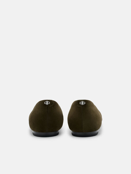 Quinn Leather Flats, Olive, hi-res