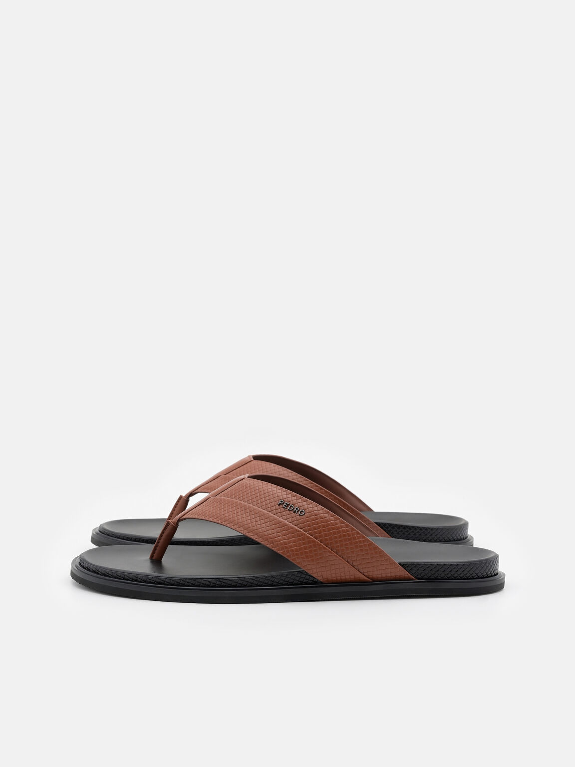 Woven Thong Sandals, Cognac Embossed, hi-res