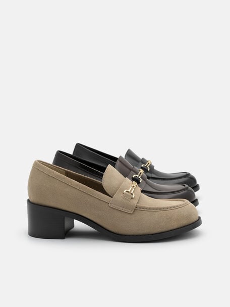 Alistair Leather Heel Loafers, Black Box, hi-res