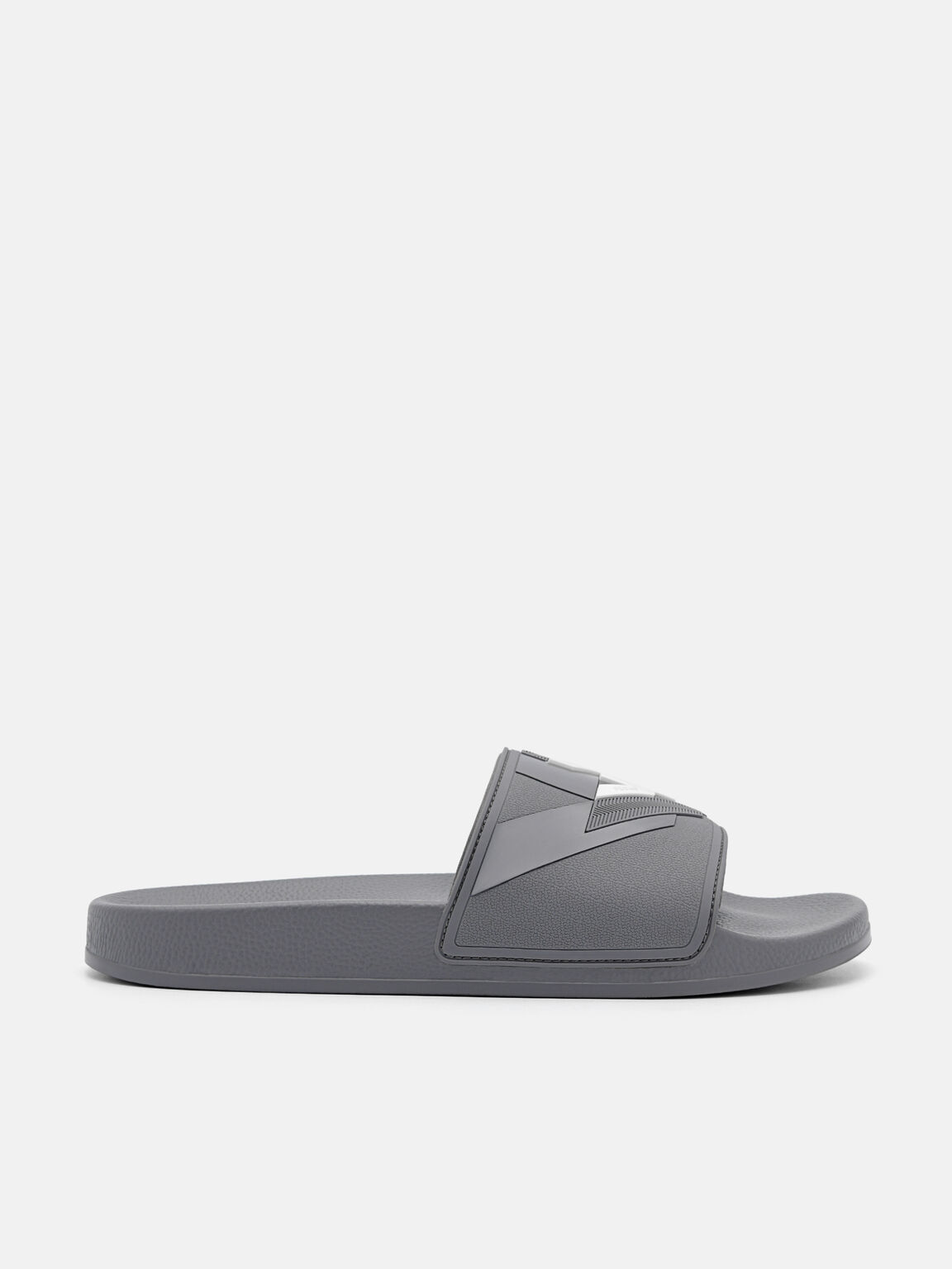 Houndstooth Slide Sandals, Grey, hi-res