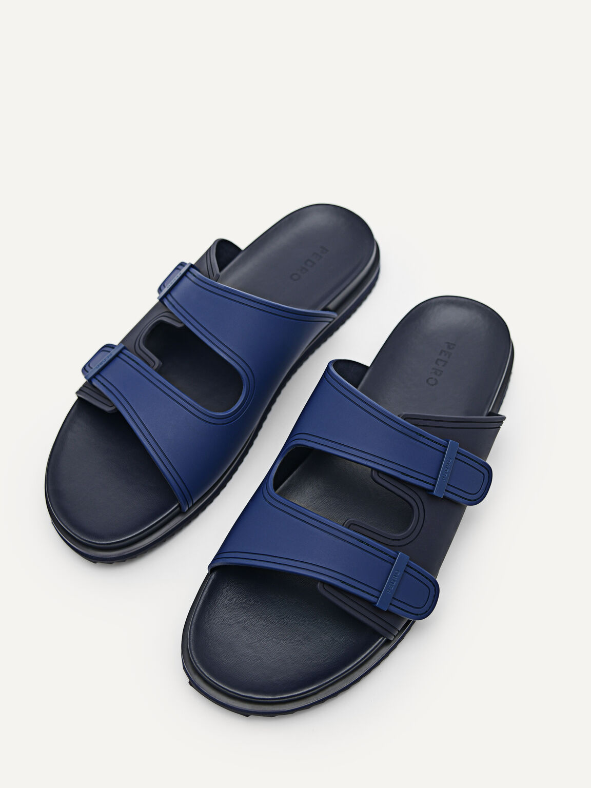 Rubber Double-strap Walking Sandals, Navy, hi-res