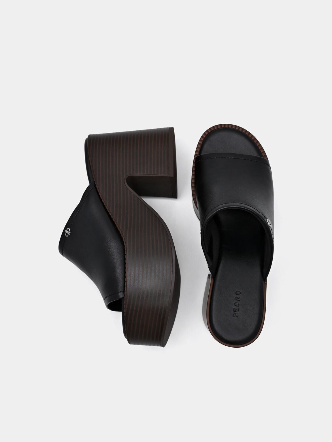 Estella Leather Platform Wedge Sandals, Black, hi-res
