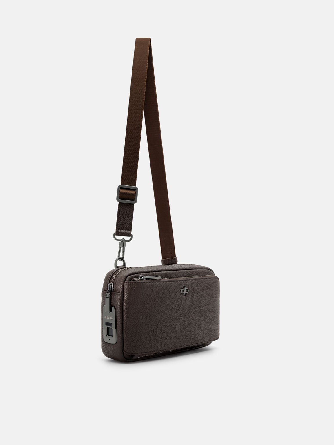 Fingerprint Lock Clutch Bag, Espresso Brown Tumble, hi-res