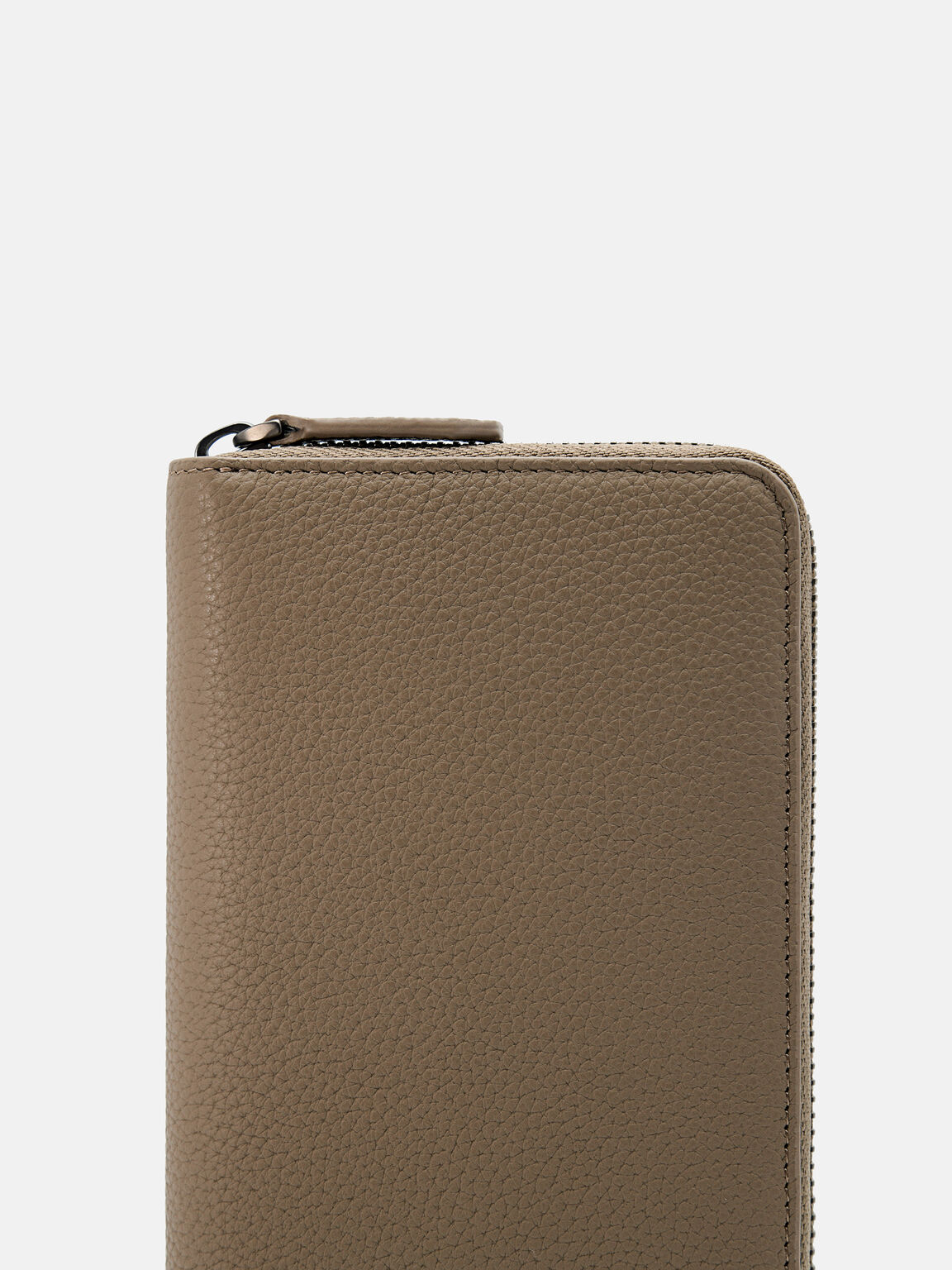 Ví dài Embossed Leather, Nâu Xám, hi-res