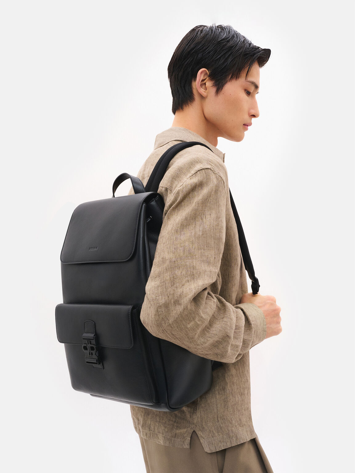 Balo nắp gập Tex, Đen v&acirc;n, hi-res