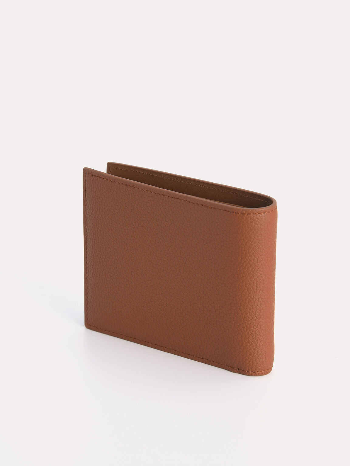 Textured Leather Bi-Fold Wallet with Insert, Cognac, hi-res